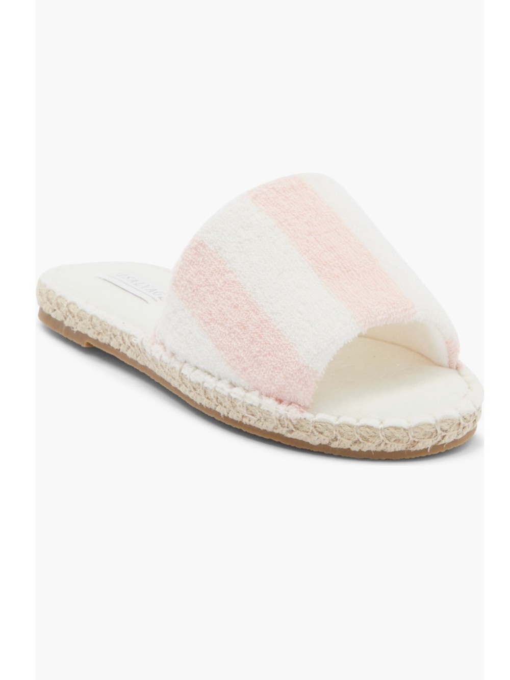 PJ Salvage Pink Rose & White Stripe Terry Slide Espadrille Slipper - Sz L, NWT